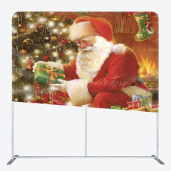 Lofaris Santa Gifts Xmas Tree Double-Sided Square Backdrop