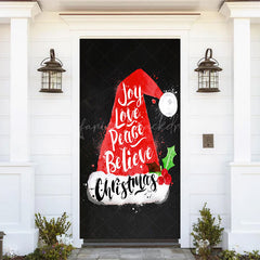 Lofaris Santa Hat Joy Love Peace Believe Christmas Door Cover