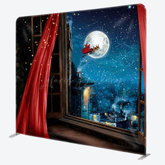 Lofaris Santa Moon Night Pillow Case Christmas Backdrop