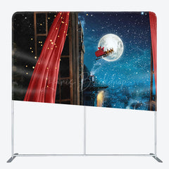 Lofaris Santa Moon Night Pillow Case Christmas Backdrop