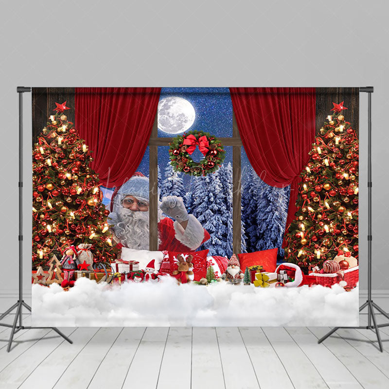 Lofaris Santa Outside Window Snow Festive Christmas Backdrop