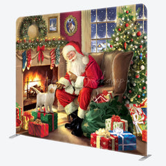 Lofaris Santa Puppy Fireplace Christmas Pillow Case Backdrop