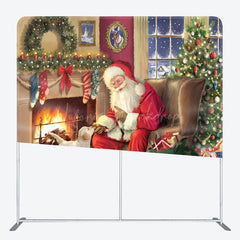 Lofaris Santa Puppy Fireplace Christmas Pillow Case Backdrop