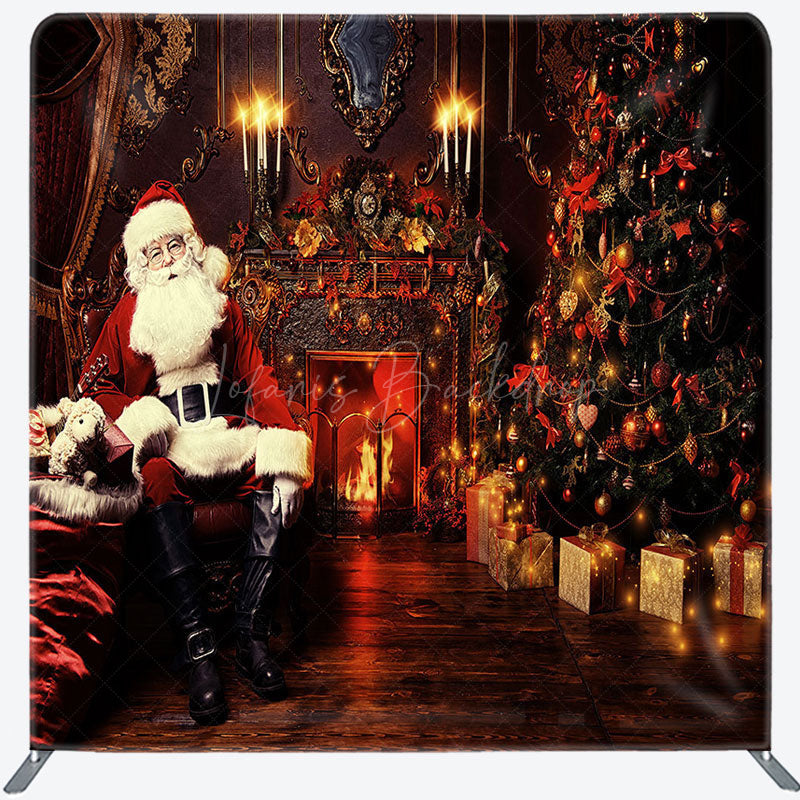 Lofaris Santa Retro Fireplace Christmas Pillow Case Backdrop