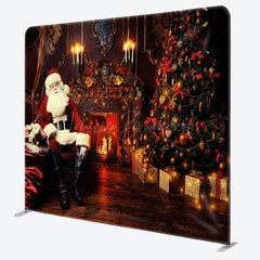 Lofaris Santa Retro Fireplace Christmas Pillow Case Backdrop