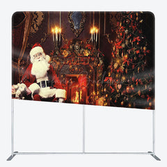 Lofaris Santa Retro Fireplace Christmas Pillow Case Backdrop