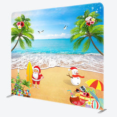 Lofaris Santa Snowman Beach Christmas Pillow Case Backdrop