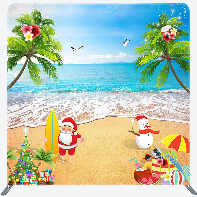 Lofaris Santa Snowman Beach Christmas Pillow Case Backdrop