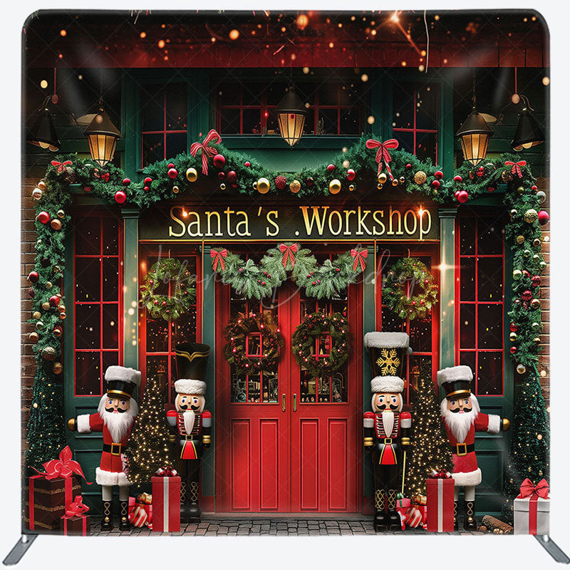 Lofaris Santas Workshop Soldier Christmas Pillow Case Backdrop