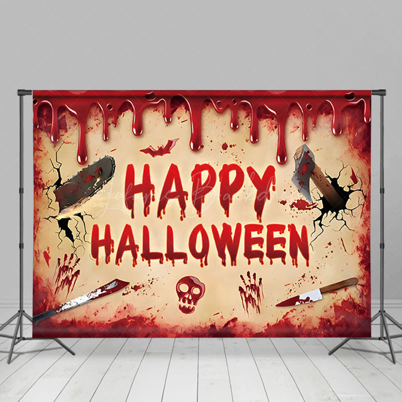 Lofaris Saw Bloody Night Skeleton Happy Halloween Backdrop