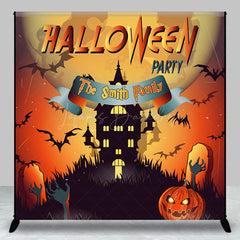 Lofaris Scary Castle Cemetery Custom Name Halloween Backdrop