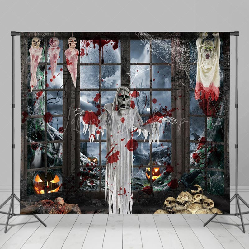 Lofaris Scary Evil Ghost Zombie Skulls Halloween Backdrop