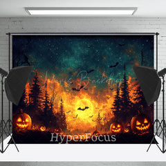 Lofaris Scary Flame Light Moon Night Bats Halloween Backdrop