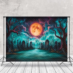 Lofaris Scary Moon Night Cemetery Cloud Halloween Backdrop