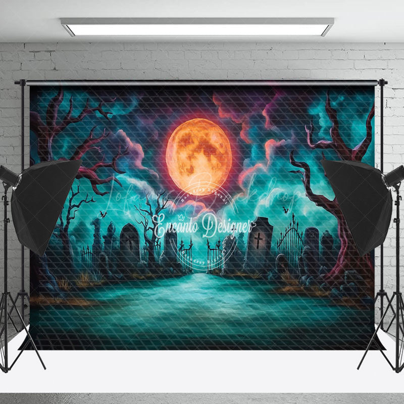 Lofaris Scary Moon Night Cemetery Cloud Halloween Backdrop