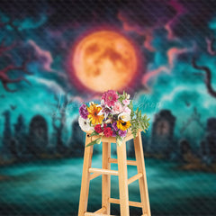 Lofaris Scary Moon Night Cemetery Cloud Halloween Backdrop