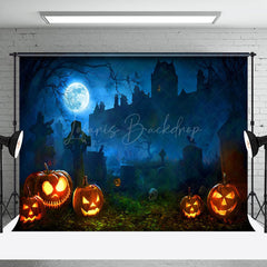 Lofaris Scary Pumpkins Cemetery Happy Halloween Backdrop