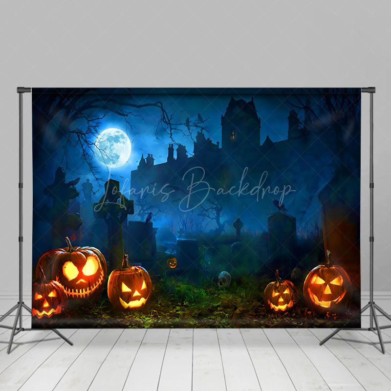 Lofaris Scary Pumpkins Cemetery Happy Halloween Backdrop