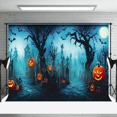 Lofaris Scary Pumpkins Cemetery Night Halloween Backdrop