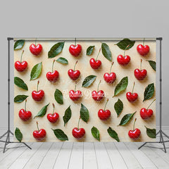 Lofaris Scattered Cherry Leaves Fruit Valentines Day Backdrop