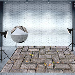 Lofaris Scattered Grass Paving Stones Fabric Floor Backdrop