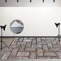 Lofaris Scattered Grass Paving Stones Fabric Floor Backdrop