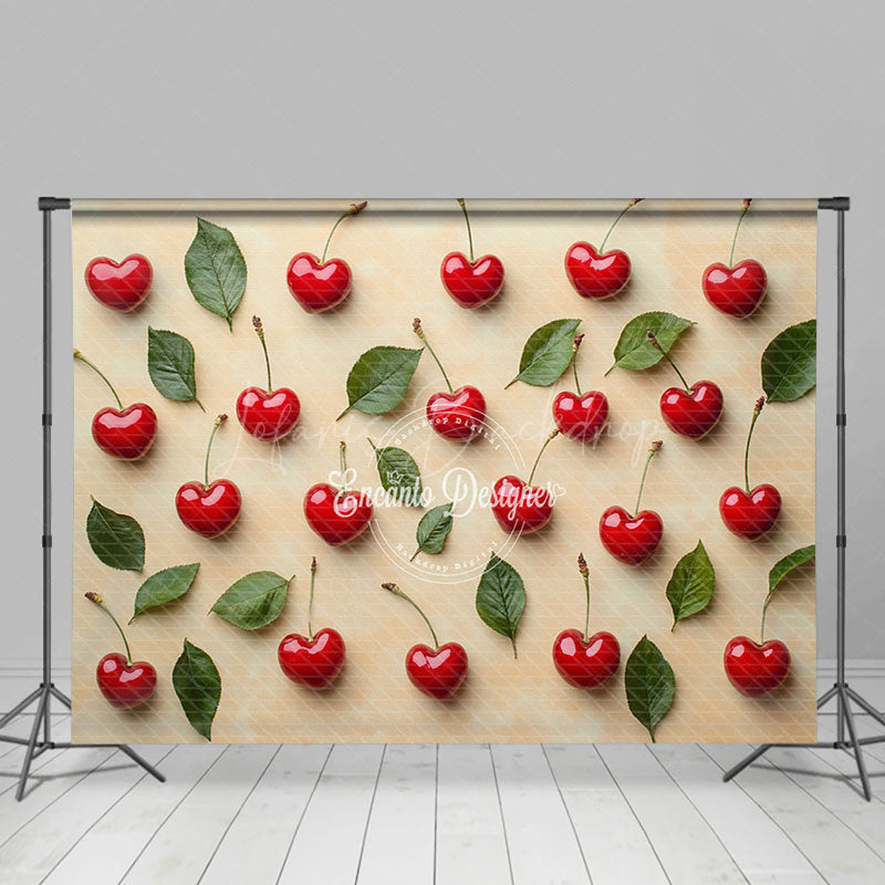 Lofaris Scattered Red Love Cherry Valentines Day Backdrop