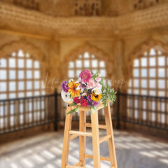 Lofaris Scenic Marble Pavilion With Arched Windows Backdrop