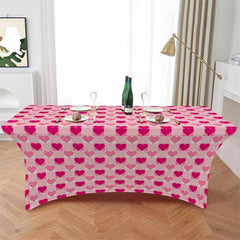 Lofaris Seamless Pink Hearts Valentines Day Stretch Table Cover