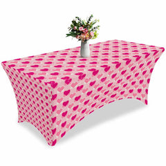 Lofaris Seamless Pink Hearts Valentines Day Stretch Table Cover