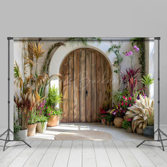 Lofaris Serene Wooden Archway Varied Plant Pottery Backdrop