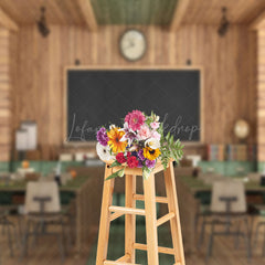 Lofaris Serene Wooden Classroom Interior Organized Backdrop