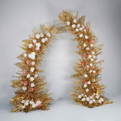 Lofaris Set of 2 Gold Leaves Floral Archway For Wedding