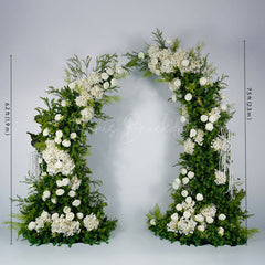 Lofaris Set of 2 Plant White Rose Wedding Floral Horn Arch