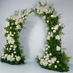 Lofaris Set of 2 Plant White Rose Wedding Floral Horn Arch