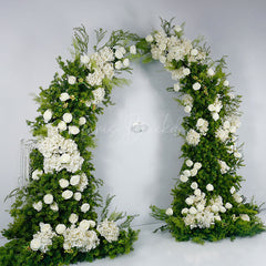 Lofaris Set of 2 Plant White Rose Wedding Floral Horn Arch