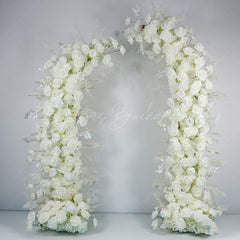 Lofaris Set of 2 White Rose Moon Shape Wedding Floral Arch