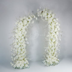 Lofaris Set of 2 White Rose Moon Shape Wedding Floral Arch