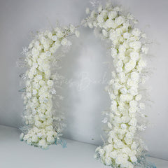 Lofaris Set of 2 White Rose Moon Shape Wedding Floral Arch