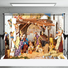 Lofaris Shabby Hayloft Angels Nativity Christmas Backdrop