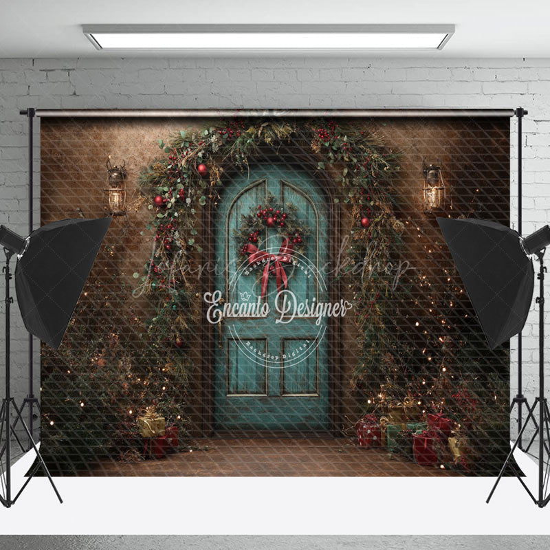 Lofaris Shabby Retro Wall Wood Door Leaf Christmas Backdrop