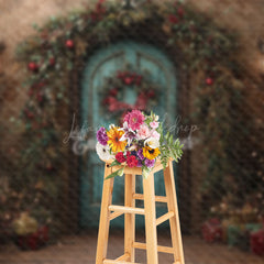 Lofaris Shabby Retro Wall Wood Door Leaf Christmas Backdrop