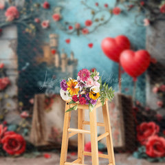 Lofaris Shabby Wall Red Rose Mural Book Romantic Backdrop