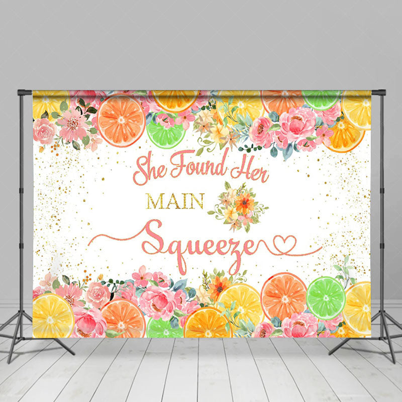 Lofaris She Found Her Main Squeeze Lemon Wedding Backdrop