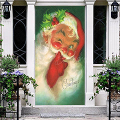 Lofaris Shhh Retro Enchanting Santa Christmas Door Cover