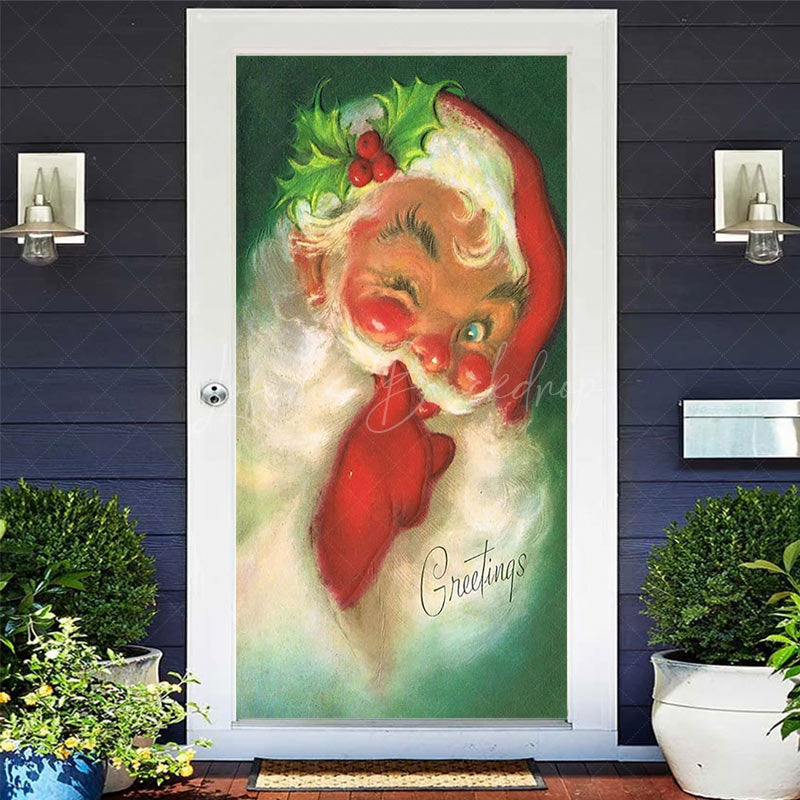 Lofaris Shhh Retro Enchanting Santa Christmas Door Cover