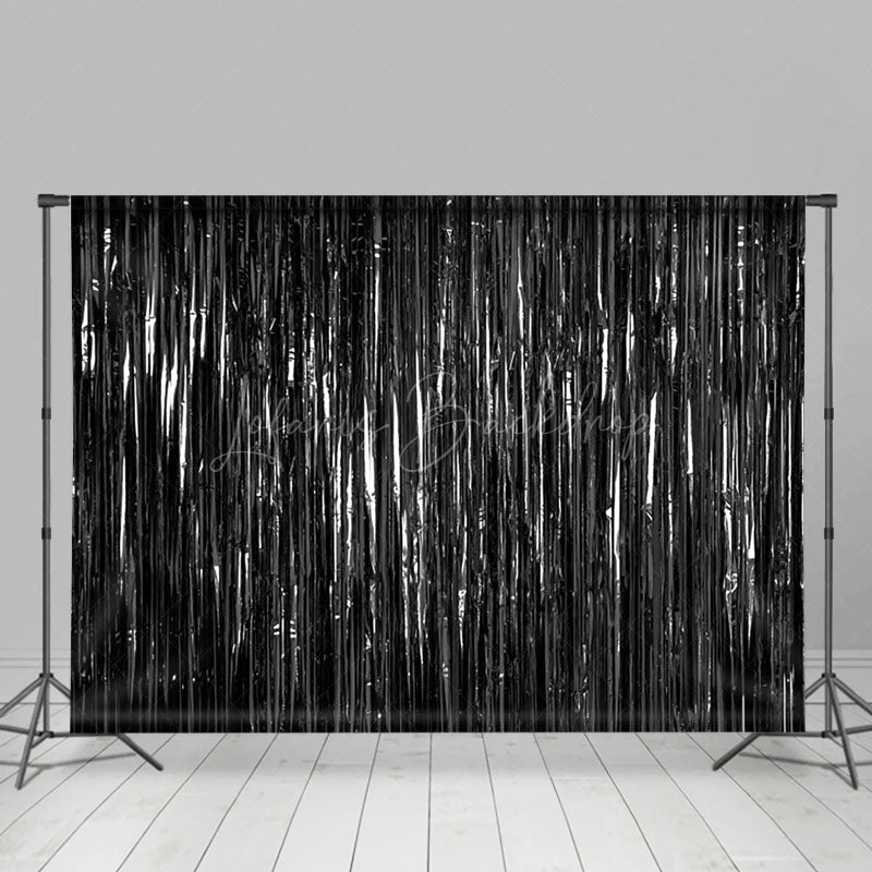 Lofaris Shimmering Black Foil Fringe Party Event Backdrop