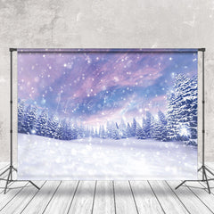 Lofaris Shining Snowflakes Forest Aurora Winter Backdrop