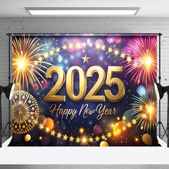 Lofaris Shining Stars Golden 2025 New Year Party Backdrop