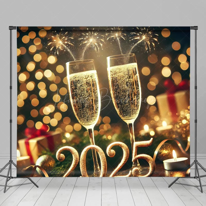 Lofaris Shining Wine Glass 2025 Happy New Year Backdrop